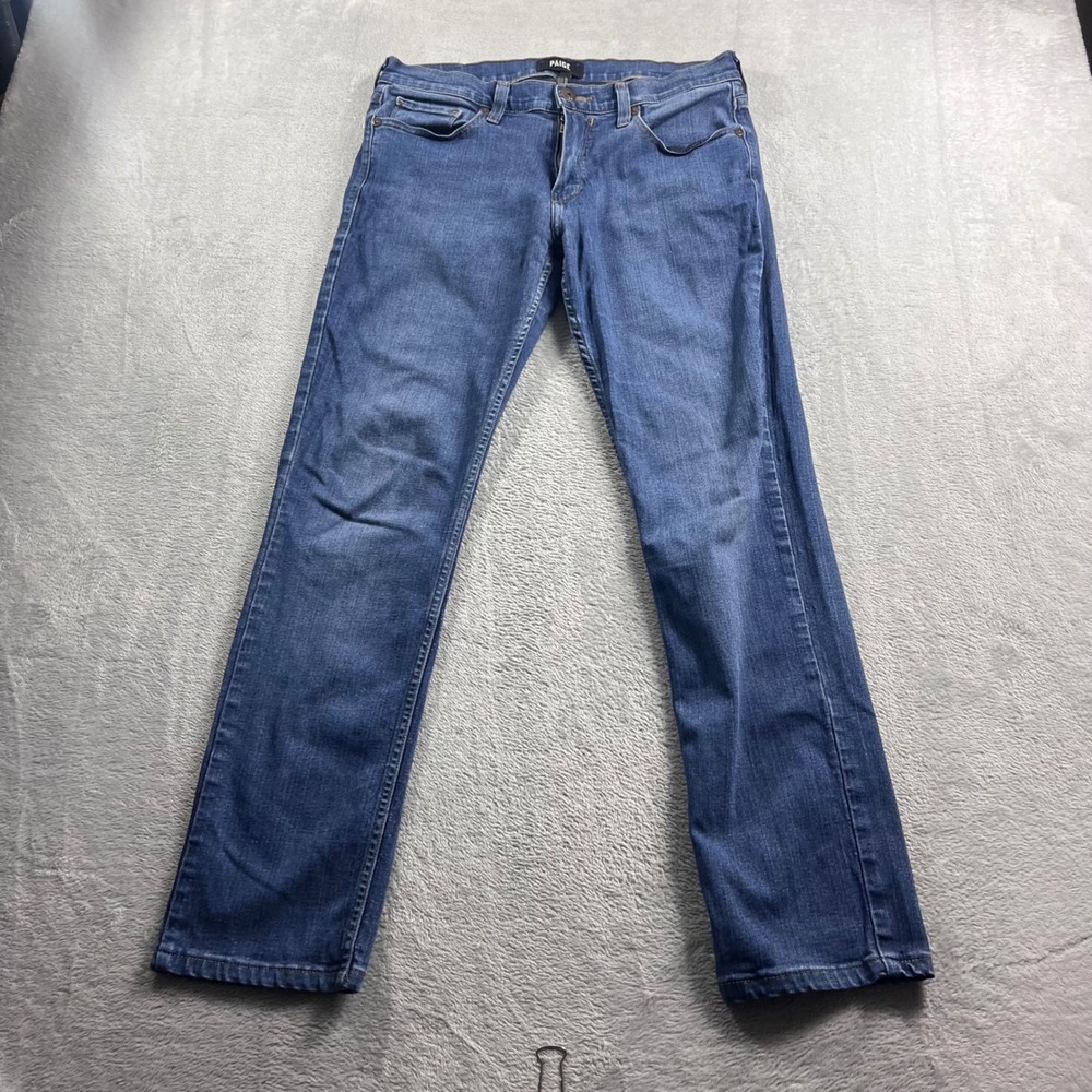 Paige Federal Slim Straight Jeans Mens 30 Medium Wash Blue Made in USA Stretch